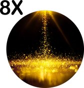 BWK Luxe Ronde Placemat - Gouden Glitter Regen - Set van 8 Placemats - 40x40 cm - 2 mm dik Vinyl - Anti Slip - Afneembaar