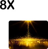 BWK Luxe Placemat - Gouden Glitter Regen - Set van 8 Placemats - 35x25 cm - 2 mm dik Vinyl - Anti Slip - Afneembaar