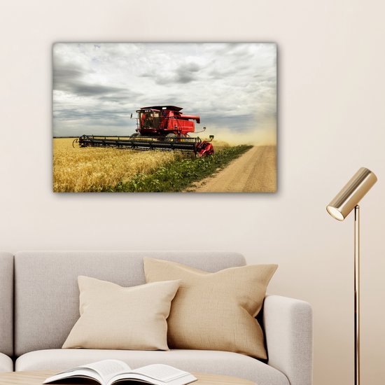 Toile Peinture Amérique - Tracteur - Nourriture - 180x120 cm - Décoration murale XXL