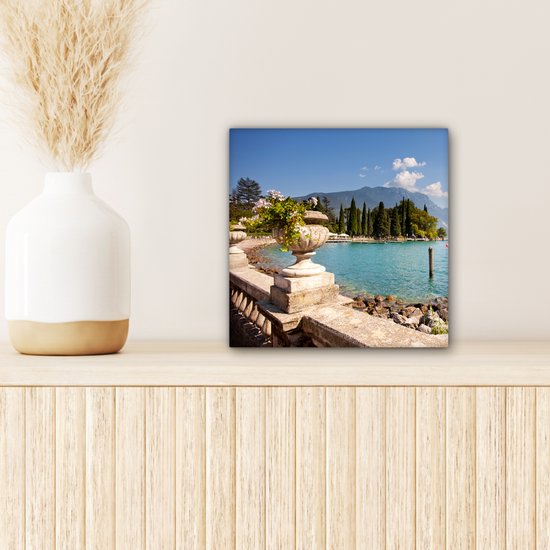 Toile Peinture Lac de Garde - Côte - Water - 20x20 cm - Décoration murale