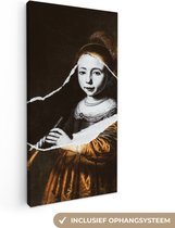 Oude Meesters Canvas - 40x80 - Canvas Schilderij - Elizabeth Spiegel - Dirck Dircksz Santvoort - Zwart - Wit
