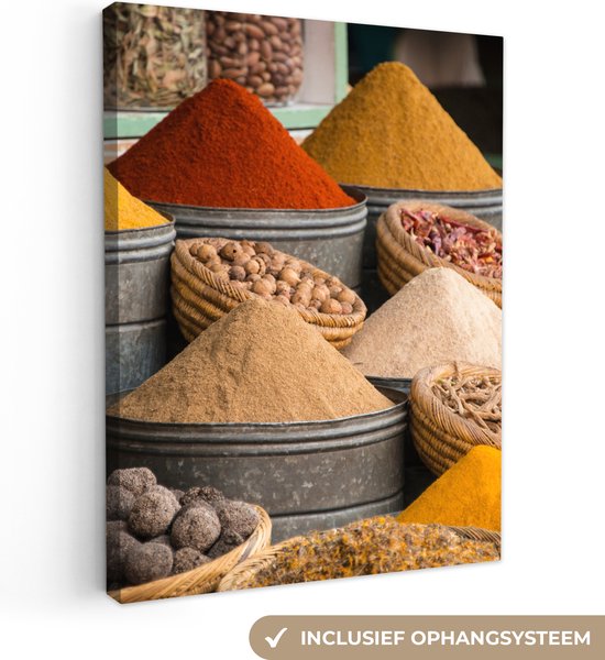 Tableau sur toile Herbes - Ton - Épices - Jaune - Marron - 30x40 cm - Décoration murale