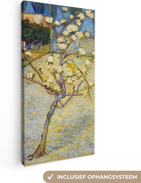 Canvas Schilderij Perenboompje in bloei - Vincent van Gogh - 20x40 cm - Wanddecoratie