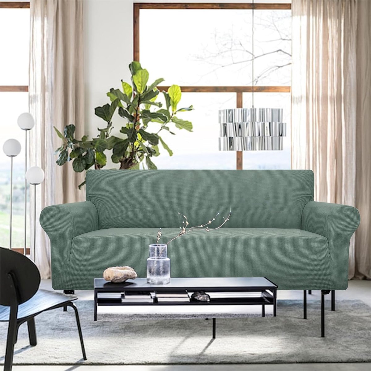 Stretch Bankhoes 4 Zits, Elastische Bankhoezen Voor Woonkamer, 1 Stuks Universele Rekbare Armsteun Sofahoes Met Anti-slip Schuim, Krasbestendig Meubelhoes Voor Bank, Groen