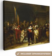 Canvas schilderij - Nachtwacht - Rembrandt - Kunst - Canvas doek - 120x90 cm - Oude meesters op canvas - Schilderijen op canvas - Muurdecoratie