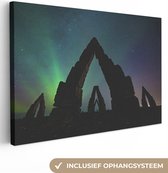 Canvas Schilderij Noorderlicht - IJsland - Natuur - 90x60 cm - Wanddecoratie