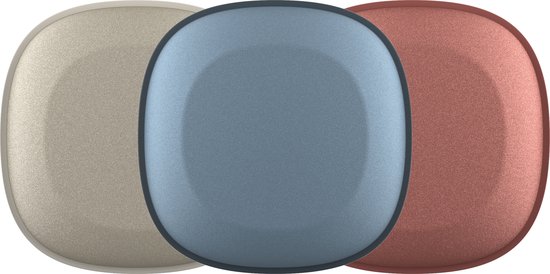 Drie Fresh 'n Rebel Smart Finders in Silky Sand, Dive Blue en Safari Red, gezien vanaf de voorkant.