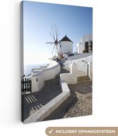 Moulin à vent à Santorin en Grèce Toile 40x60 cm - Tirage photo sur toile (Décoration murale salon / chambre) / Villes européennes Peintures sur toile