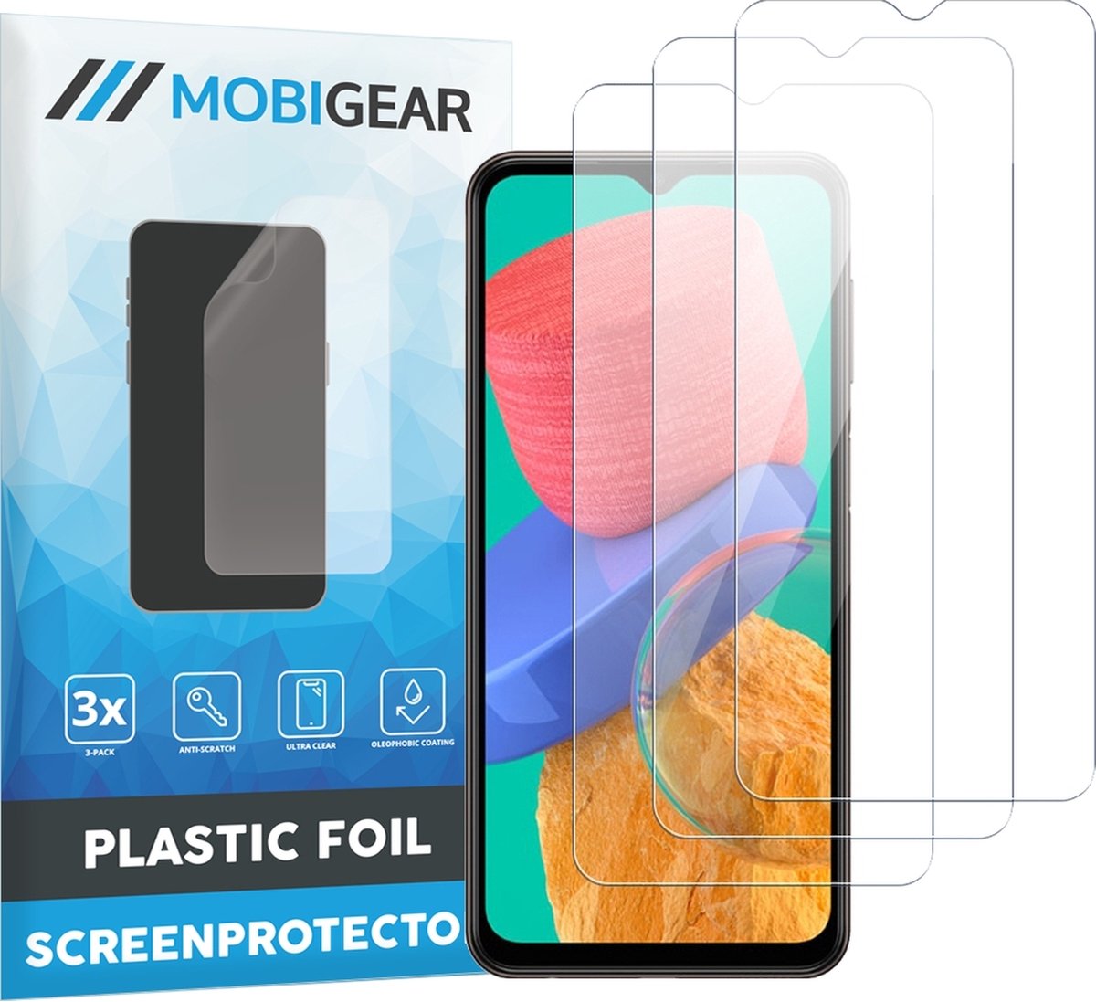 Mobigear Screenprotector geschikt voor Samsung Galaxy M33 | Mobigear Screenprotector Folie - Case Friendly (3-Pack)