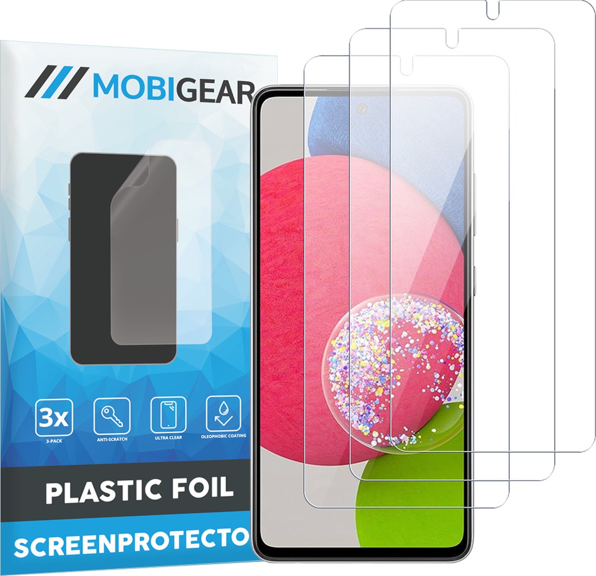 Mobigear Screenprotector geschikt voor Samsung Galaxy A52s 5G | Mobigear Screenprotector Folie - Case Friendly (3-Pack)