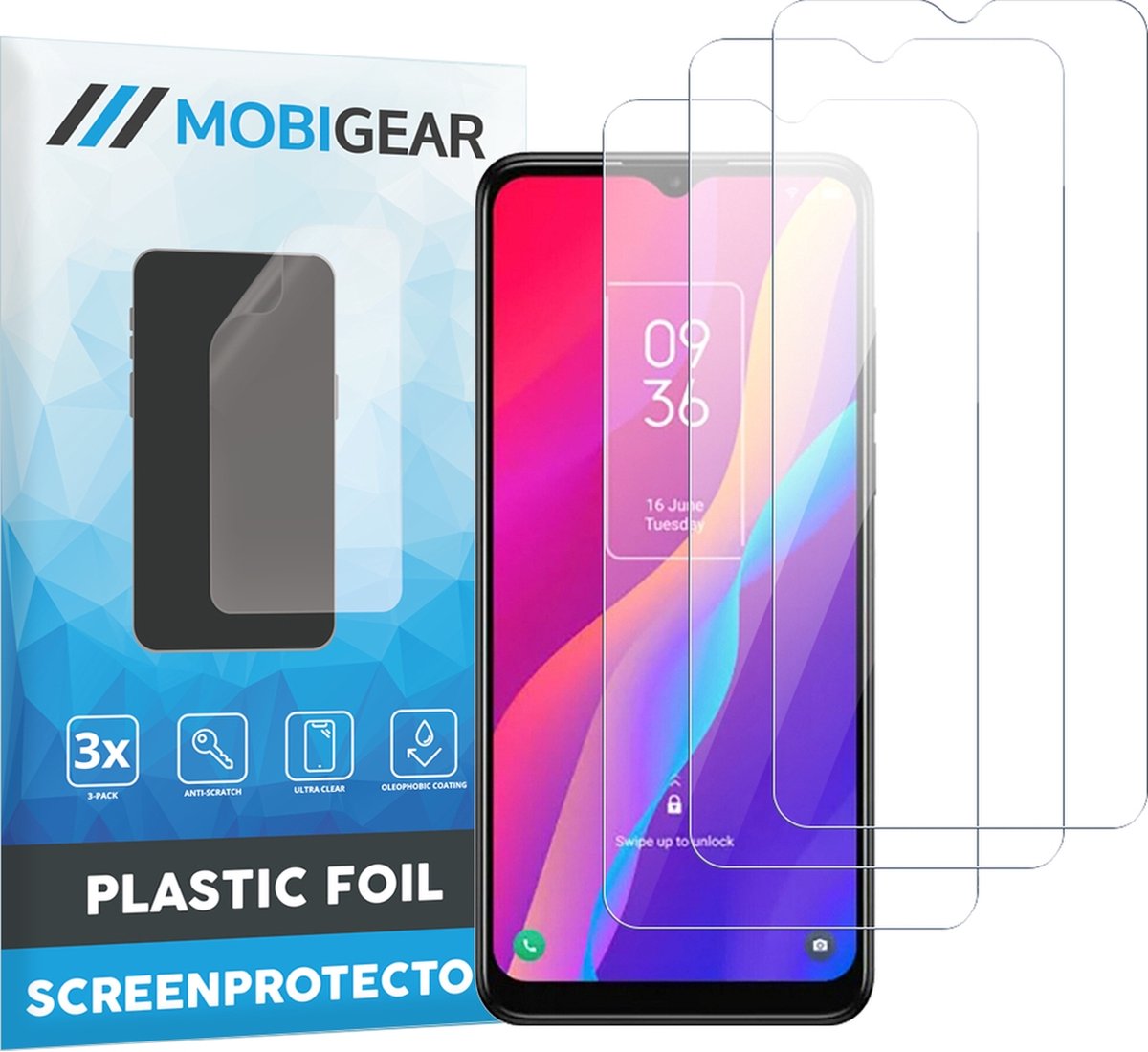 Mobigear Screenprotector geschikt voor TCL 30E | Mobigear Screenprotector Folie - Case Friendly (3-Pack)