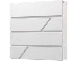 BRASQ Brievenbus Hangend Wit Deluxe - Wandbrievenbus met Slot en krantenvak - Incl. Montagemateriaal & 2 Sleutels - Postbus - brievenbus - RVS