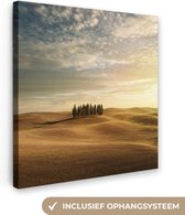 Canvas Schilderij Toscane - Bomen - Italië - 90x90 cm - Wanddecoratie