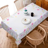 Lente bloemen tafelkleed 140 x 200 cm polyester afwasbaar aquarel tafelkleed machinewasbaar decoratief zomer outdoor tafelkleed voor picknick, feest, tuin, woonkamer, eettafel