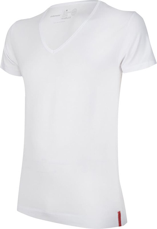 Undiemeister - T-shirt - T-shirt heren - Slim fit - Korte mouwen - Gemaakt van Mellowood - Diepe V-hals - Chalk White (wit) - Anti-transpirant - M