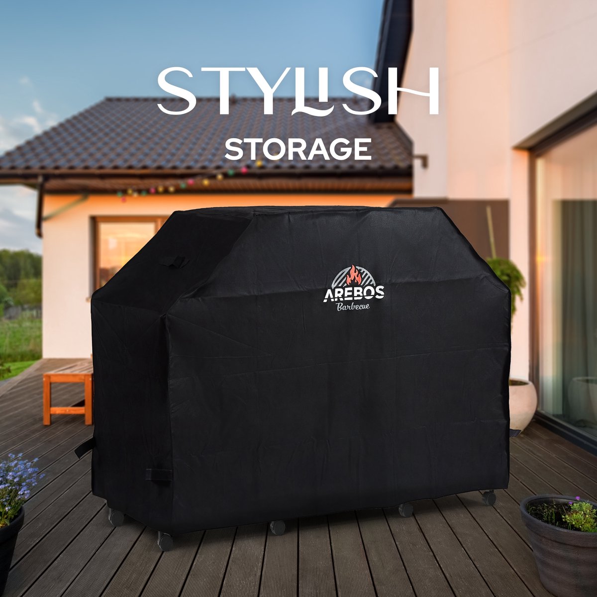 Arebos Barbecuehoes – 152x71x112 Cm – Waterdicht, UV-bestendig – 600D Oxford Stof Met PVC-bodem – Klittenbandsluiting – Voor Gas- En Houtskoolgrill