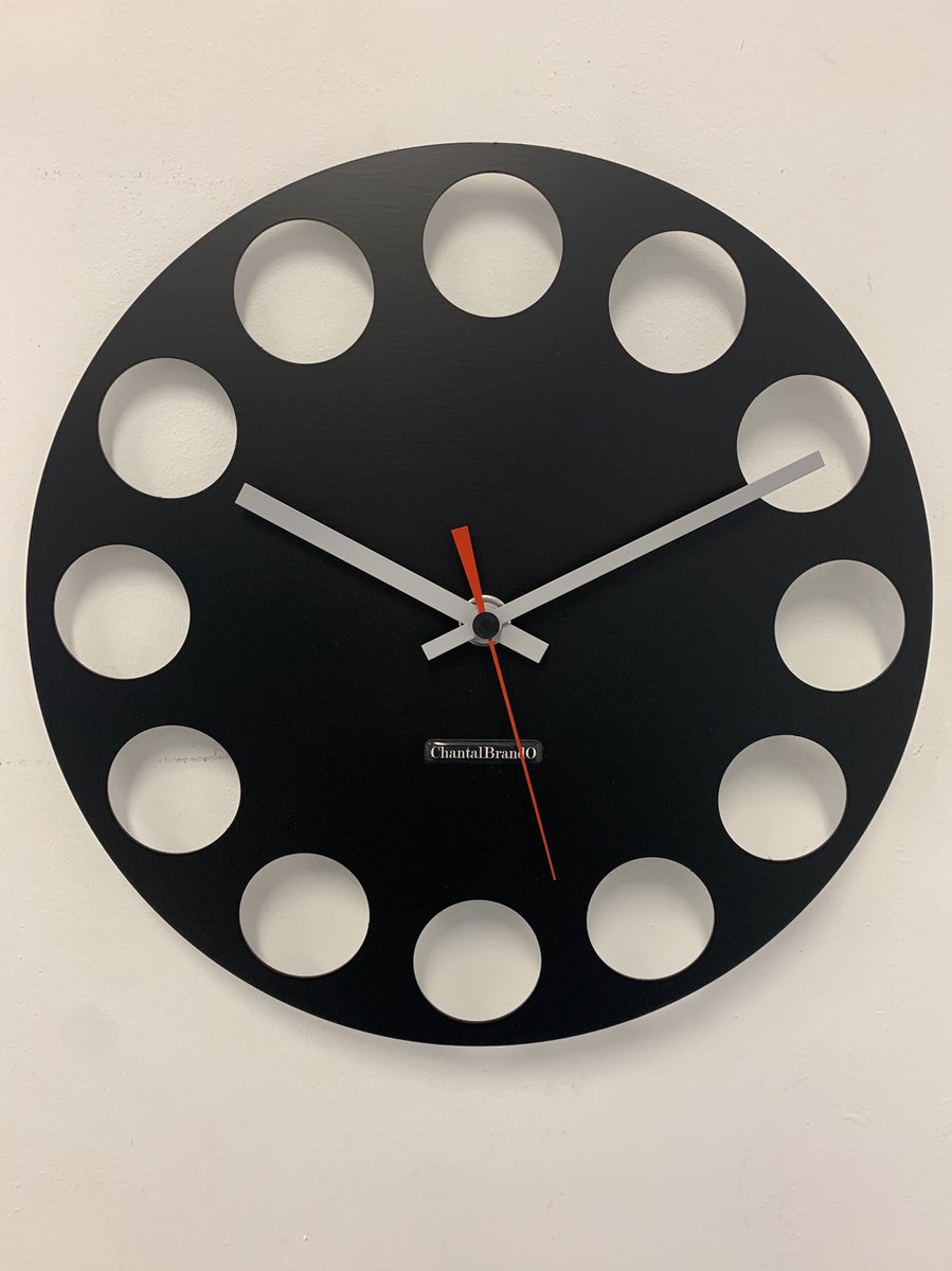 Wandklok CHANTALBRANDO -- BLACK TORNADO 34 -- MODERN DESIGN -- zwart