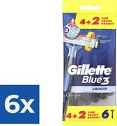 Gillette Blue3 Smooth 4+2 pièces - Pack économique 6 pièces