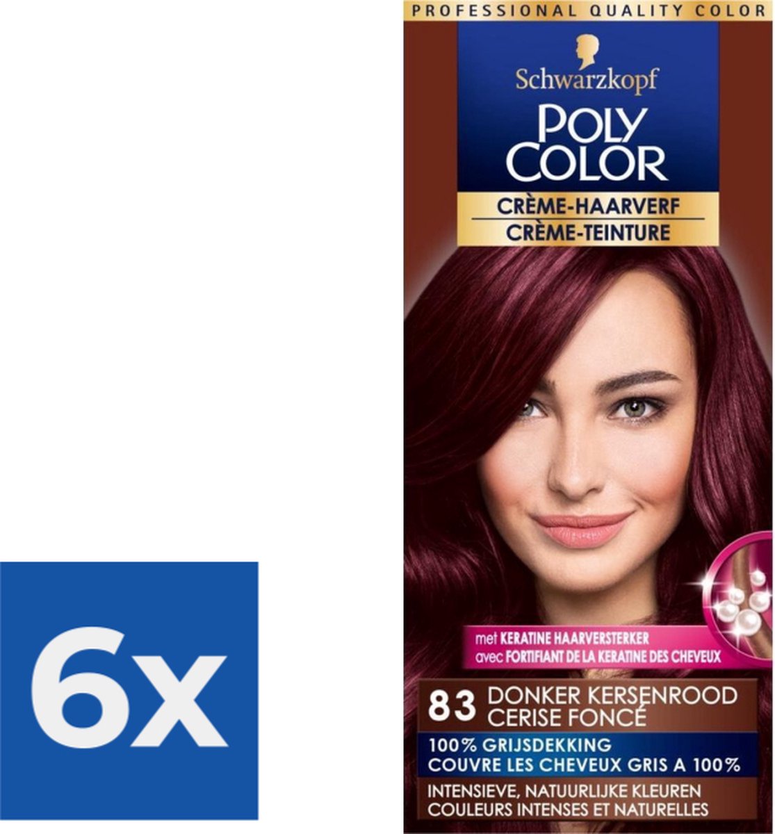 Poly Color Creme Haarverf 83 - Donker Kersenrood - 1 stuk - Voordeelverpakking 6 stuks