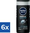 NIVEA Men Rock Salts Douchegel - 250 ml - Voordeelverpakking 6 stuks