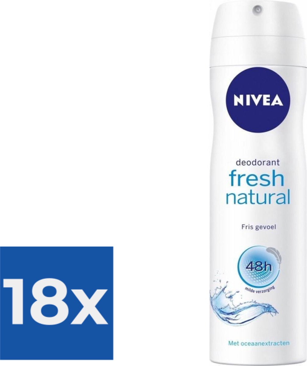 Goedkoopste Nivea Deodorant Spray Fresh Natural 150 ml - Voordeelverpakking 18 stuks
