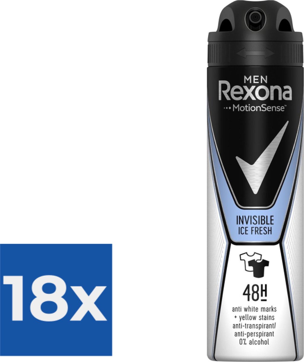 Goedkoopste Rexona Men Invisible Ice - Deodorant - 150 ml - Voordeelverpakking 18 stuks