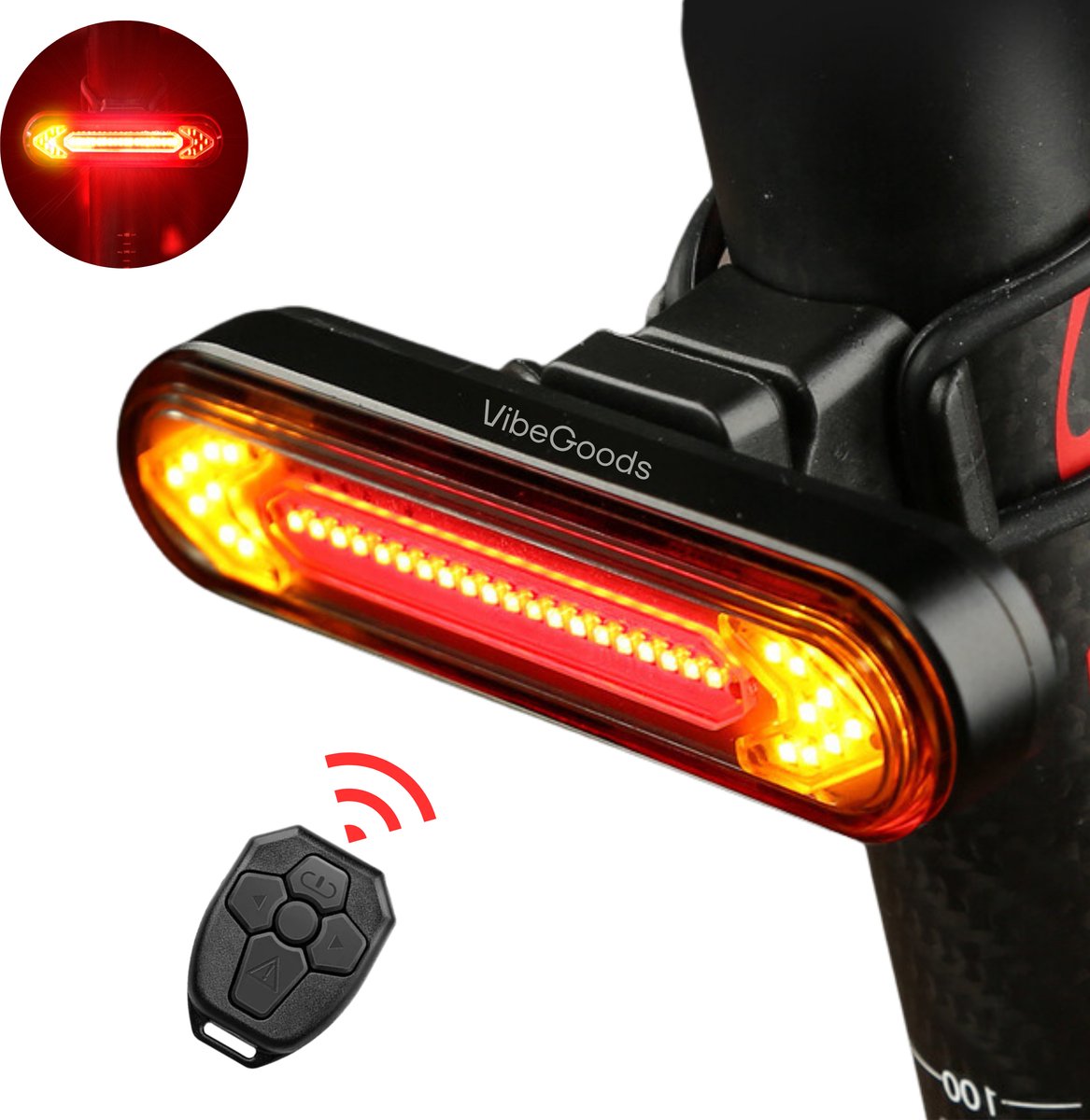 Kit Feux De Vélo Avant/arrière LED Avec Télécommande - Clignotants, Rechargeables, étanches