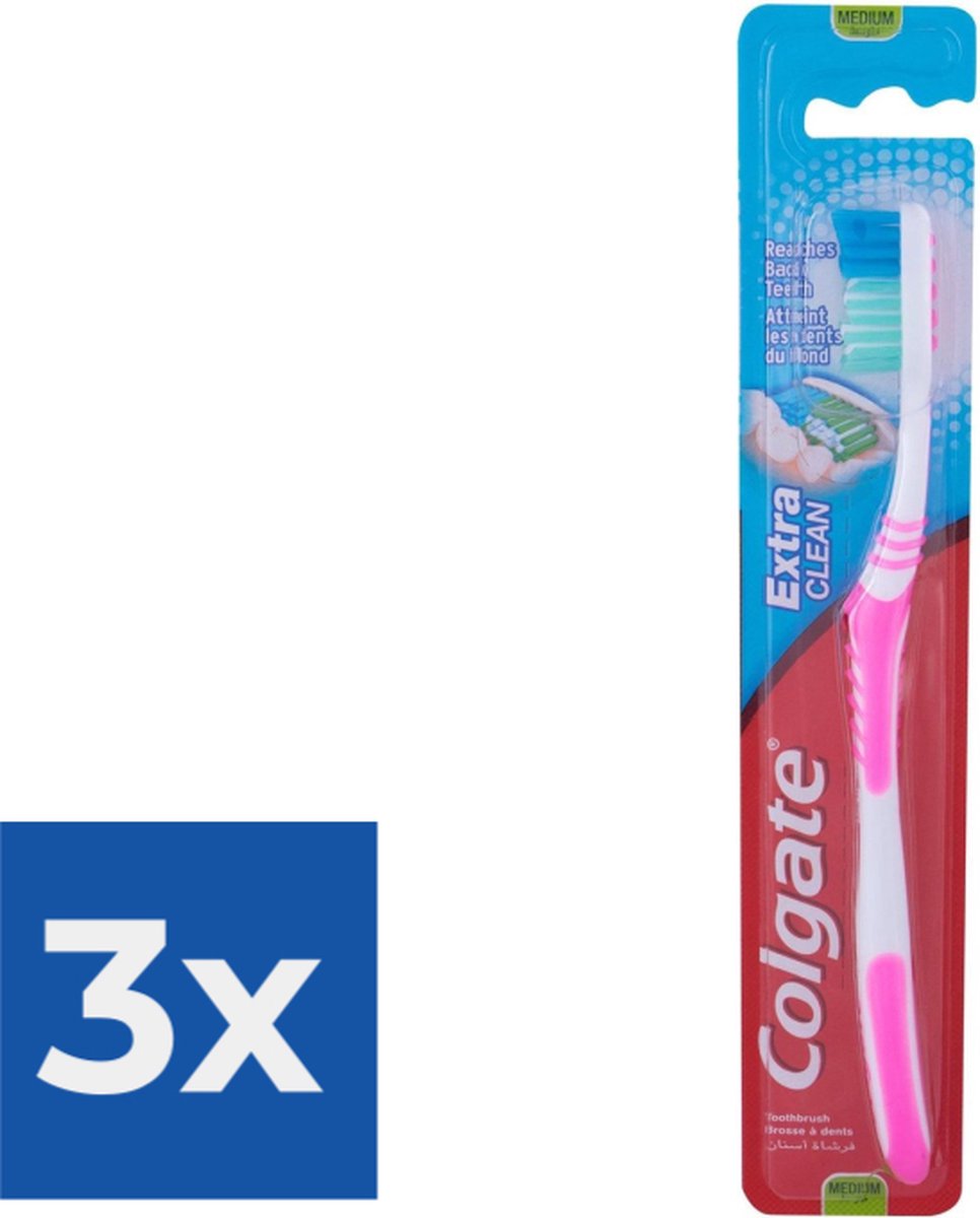 Goedkoopste Colgate Extra Clean Medium Tandenborstel - Voordeelverpakking 3 stuks