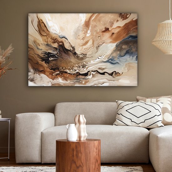Peinture sur toile 140x90 cm - Peinture beige abstraite - Accessoires de décoration de chambre - Peintures de salon - Décoration murale de chambre - Décoration murale murale de cuisine - Tissu mural d'intérieur - Décoration de maison - Peinture art