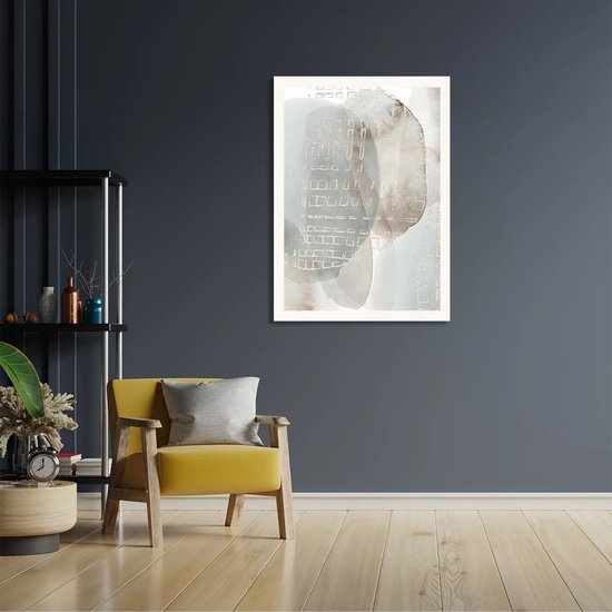 Poster Abstract Rustige Tinten met Accent 01 Rechthoek Verticaal Met Lijst XL (50 X 70 CM) - Witte Lijst - Wanddecoratie - Posters