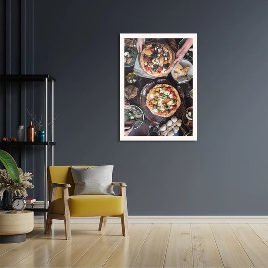 Poster Italiaans Restaurant Rechthoek Verticaal Met Lijst L (40 X 50 CM) - Witte Lijst - Wanddecoratie - Posters