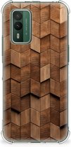 Stevig Telefoonhoesje geschikt voor Nokia XR21 Wooden Cubes