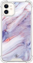 Casimoda® hoesje - Geschikt voor iPhone 11 - Marmer Paars - Shockproof case - Extra sterk - Siliconen/TPU - Paars, Transparant