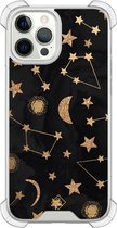 Casimoda® hoesje - Geschikt voor iPhone 12 Pro - Counting The Stars - Shockproof case - Extra sterk - Siliconen/TPU - Zwart, Transparant