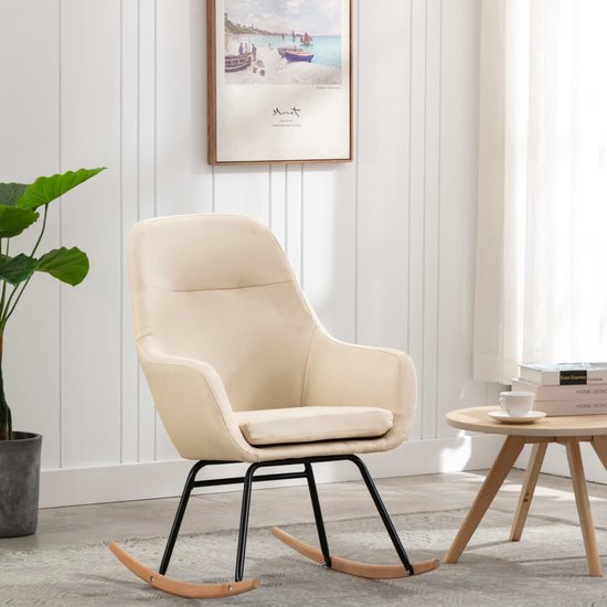 vidaXL Chaise à bascule Tissu Crème