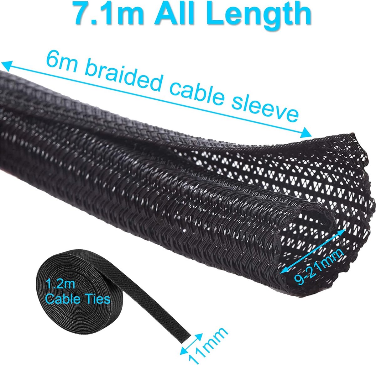 6M-16 mm kabelslang, zelfsluitende kabelbescherming, 1,3 m krimpkous, voor oplaadkabel, fiets en auto (13 mm)