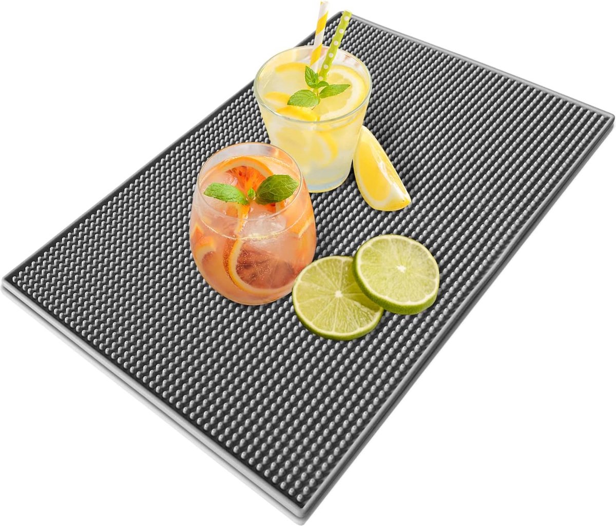 Goedkoopste Bar Service mat, barmat, 45 x 30 cm, rubber, barmat, afdruipmat, siliconen, droogpad, overloopmat, sneldrogend, antislip, voor bar, club, keuken, café, grijs