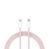 Câble ShieldCase USB-C vers Lightning adapté à Apple iPhone - Câble de chargement pour iPhone (1 mètre) - Convient comme chargeur rapide et synchronisation de données - Matériau en nylon tressé robuste (rose)