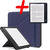 Hoes Geschikt voor Kobo Sage Hoesje Bookcase Cover Hoes Met Screenprotector - Hoesje Geschikt voor Kobo Sage Hoes Cover Case - Donkerblauw