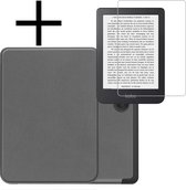 Hoes Geschikt voor Kobo Clara 2E Hoesje Bookcase Cover Book Case Hoes Sleepcover Met Screenprotector - Grijs