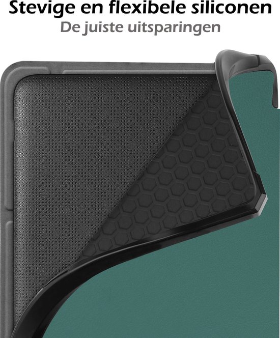 Hoesje Geschikt voor Kobo Libra 2 Hoes Book Case Trifold - Hoes Geschikt voor Kobo Libra 2 Hoesje Book Cover Met Screenprotector - Donkergroen van Hoesje  — afbeelding 3