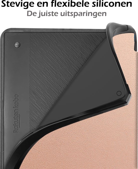 Hoesje Geschikt voor Kobo Elipsa 2E Hoes Book Case Trifold - Hoes Geschikt voor Kobo Elipsa 2E Hoesje Book Cover Met Screenprotector - Rosé Goud van Hoesje  — afbeelding 4