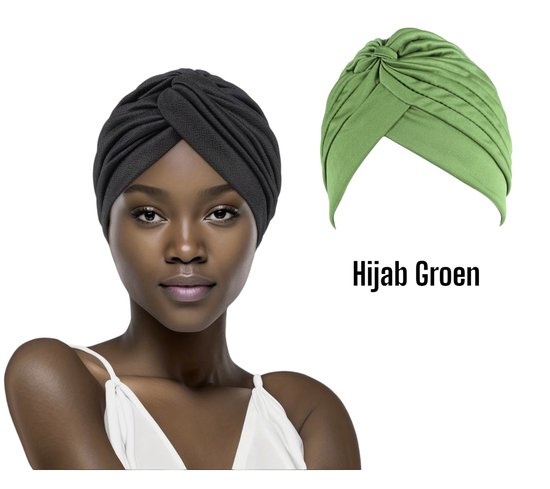 Cabantis Hijab - Hoofddeksel - Islamitisch - Tulband - Chemo - Muts - Groen