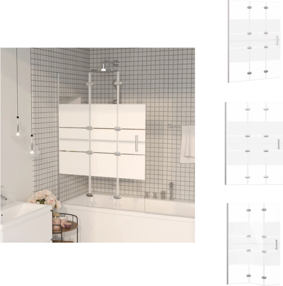 Badwand 2-delig draaibaar 100 x 140 cm streepmotief