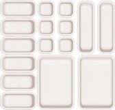 Lade-organizer, 16 stuks opbergsysteem voor laden, make-uptafel-organizer voor make-up, badkamer, keuken, kantoor en thuis (beige)