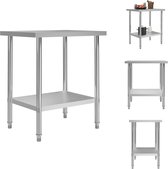 vidaXL Gastronomische Werktafel - 80 x 60 x 85 cm - Roestvrij staal - Keukenblad