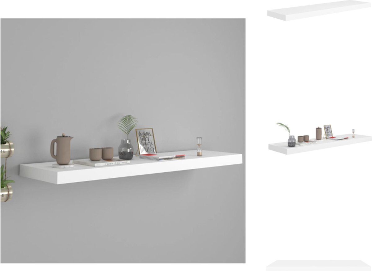 VidaXL wandplank 90x23.5x3.8 cm honingraat MDF en metaal wit Wandsteun