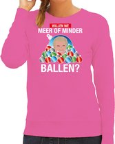 Bellatio Decorations Foute kersttrui/sweater dames - meer/minder ballen - Wilders - roze - politiek M