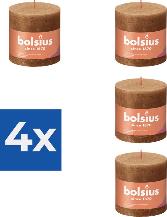 Bolsius Stompkaars Spice Brown Ø100 mm - Hoogte 10 cm - Kaneel - 62 branduren - Voordeelverpakking 4 stuks