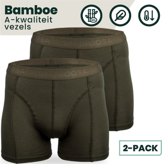 Boxers en Bamboe | Sous-vêtements en Bamboe | Boxers anti-transpiration | Boxers sans coutures | 2 Paires - Kaki | Taille : L | Merk: Bamboosa